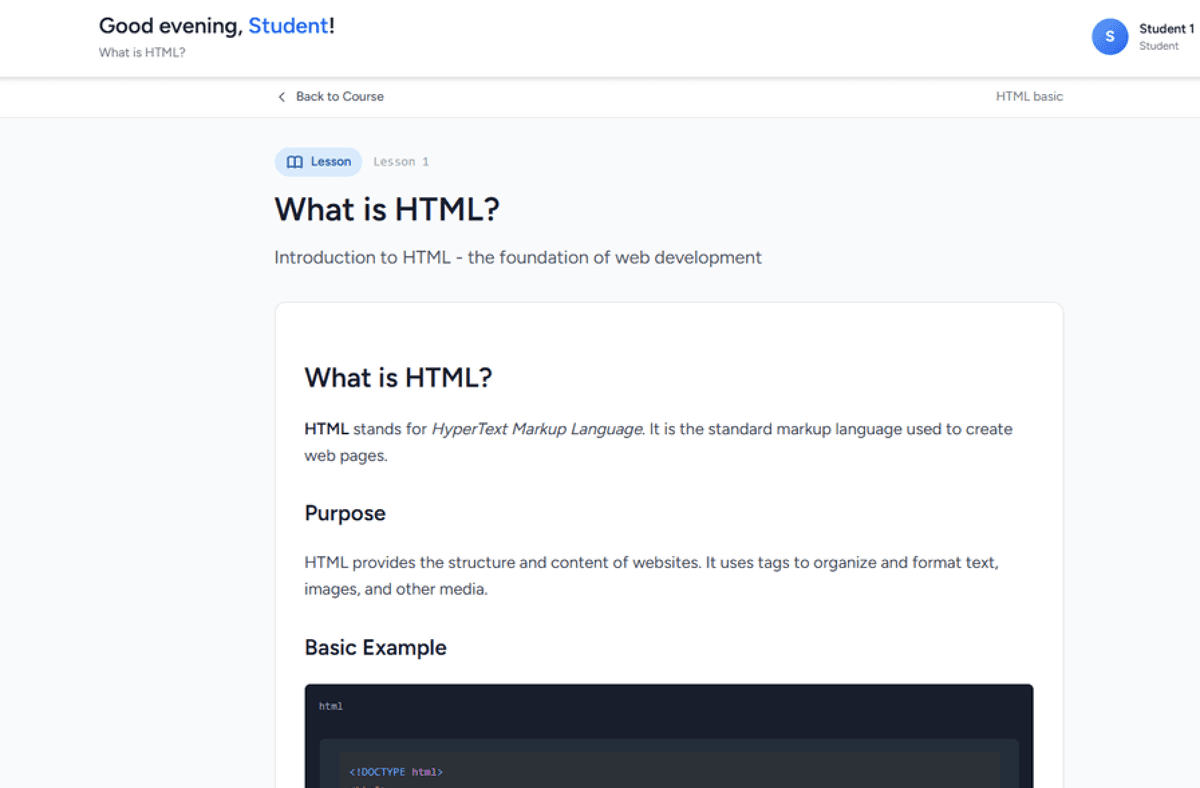 ByteLearn Course View Page