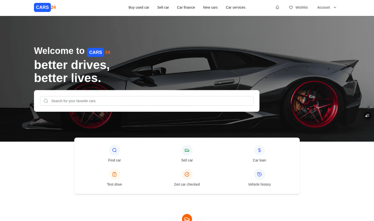 Cars24 Clone Home Page