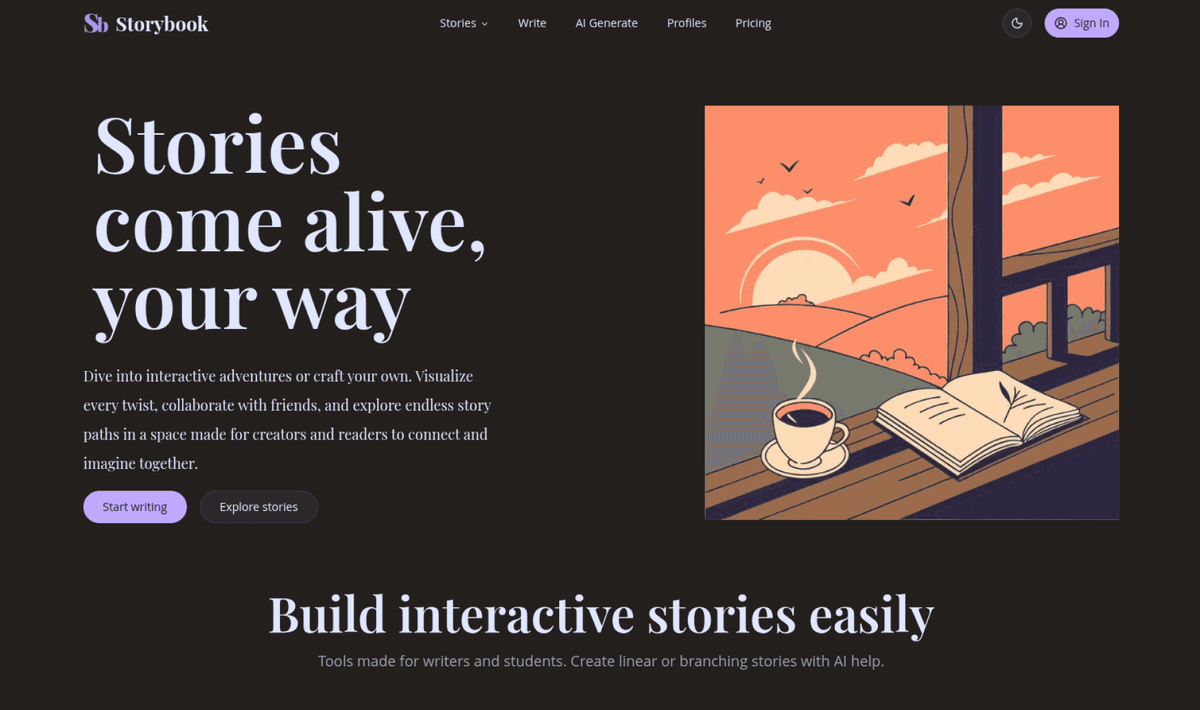 Storybook Home Page